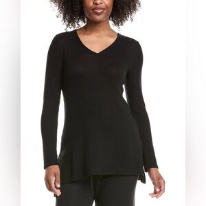 Natori Black V-Neck Long Sleeve Tunic Top